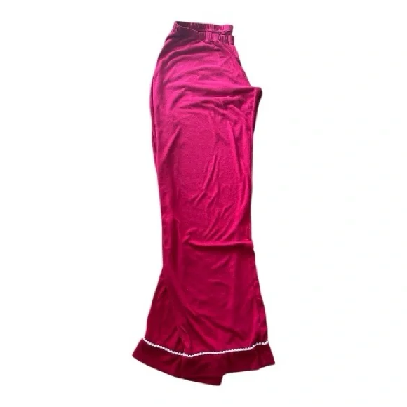 Cynthia Rowley 2pc Long PJ’s in Candy Apple Red w/White Embroidered Piping - SM - Picture 3 of 12